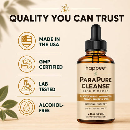 Happee ParaPure Cleanse for Humans Wormwood Black Walnut Clove 2 Fl. Oz | All-in-One Herbal Liquid Drops - Detox Support, Intestinal Guard, Gut Health & Microbiome Support, 60 Day Supply - PrimeBioHealth - canada supplements