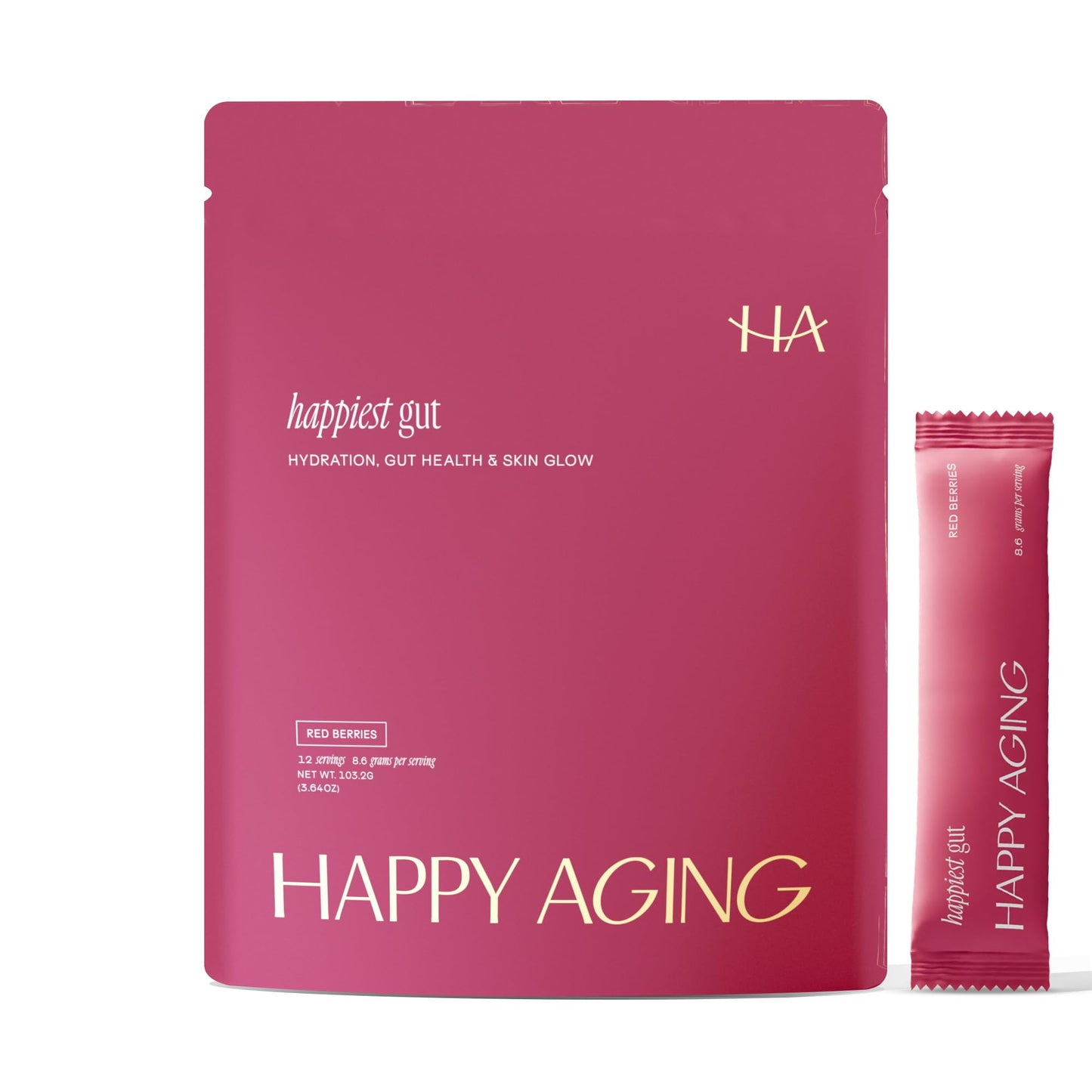 Happy Aging Electrolytes Powder Packets for Women - Sugar Free Hydration & Gut Health with Hyaluronic Acid & Bacillus Subtilis DE111 Probiotics - Dual Prebiotic System for Skin Beauty - PrimeBioHealth - canada supplements