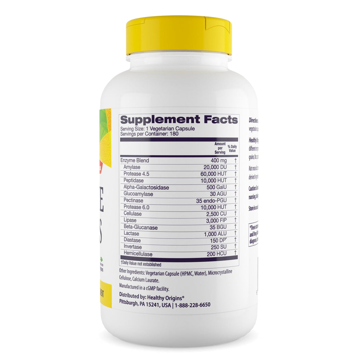 Healthy Origins Digestive Enzymes, 180 Veggie Capsules - Broad Spectrum, Multi-Enzyme Blend with Protease, Amylase & Lipase - Supports GI Comfort - PrimeBioHealth - canada supplements