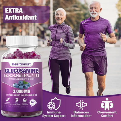 Healtionist 2 Packs 3000mg Glucosamine Chondroitin Gummies with MSM & Elderberry - PrimeBioHealth - canada supplements