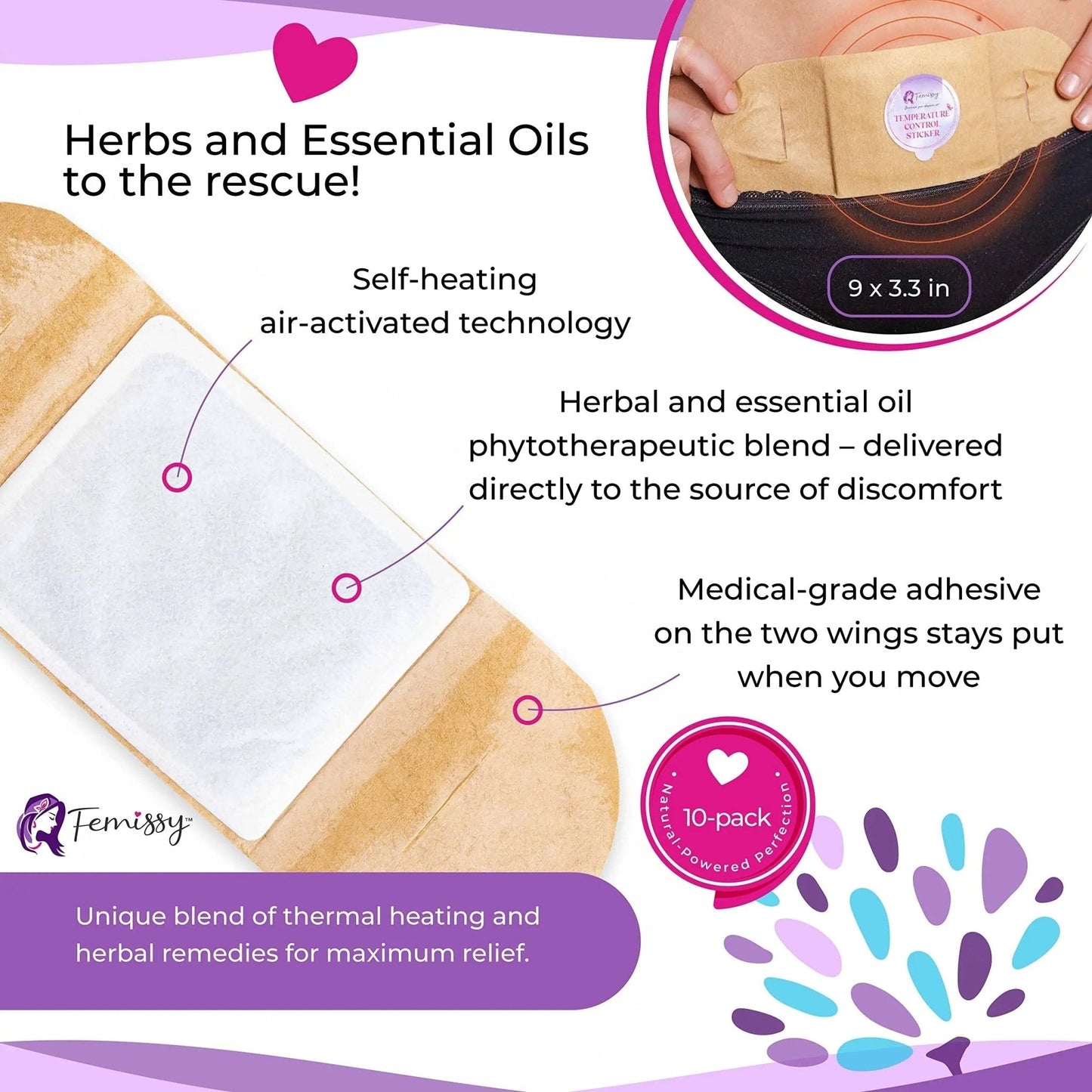 Heat Patches for Menstrual Cramps Based on Flow Strength, 10 Period Patches for Weak & Normal Flow & 1 Single Patch with Natural Herbs & Oils; Disposable Stick On Heating Pads Cramp-Free Period - PrimeBioHealth - canada supplements