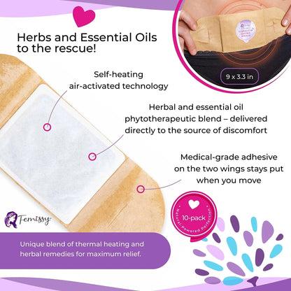 Heat Patches for Menstrual Cramps Based on Flow Strength, 10 Period Patches for Weak & Normal Flow & 1 Single Patch with Natural Herbs & Oils; Disposable Stick On Heating Pads Cramp-Free Period - PrimeBioHealth - canada supplements