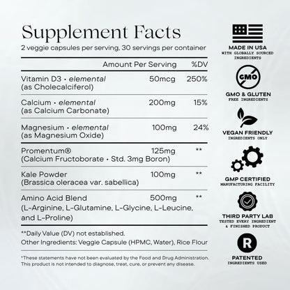Height Growth Supplement for Kids & Teens - Clinically Tested Boron, Vitamin D3, Calcium, Amino Acids, Magnesium Pills - Hormone Health, Development, Nutrition Support - 60 Vegan Capsules - PrimeBioHealth - canada supplements