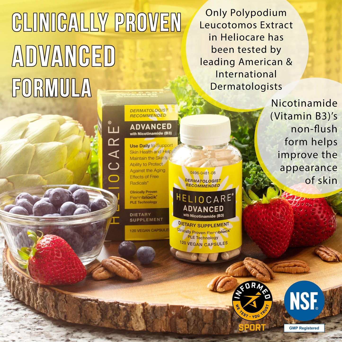 Heliocare Advanced Niacin B3 Supplement: Fernblock PLE Extract 240mg Per Serving - Supports Skin Cell Health W/Antioxidant - PrimeBioHealth - canada supplements