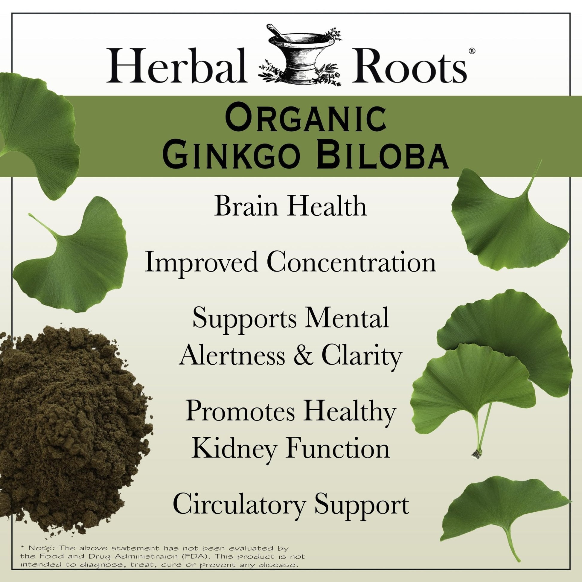 Herbal Roots Organic Ginkgo Biloba Made with Pure Organic Ginkgo Leaf and Extract - 60 Vegan Capsules - PrimeBioHealth - canada supplements