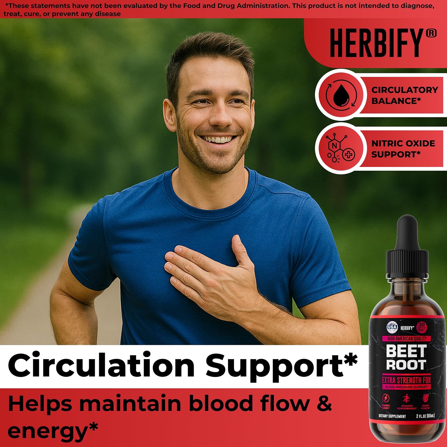 HERBIFY Beet Root Extract - Blood Pressure Supplement & Nitric Oxide Booster - Beetroot Supplement for Heart Health and Energy Booster for Men & Women (30 Days Supply) Made in USA 2 FL Oz - PrimeBioHealth - canada supplements