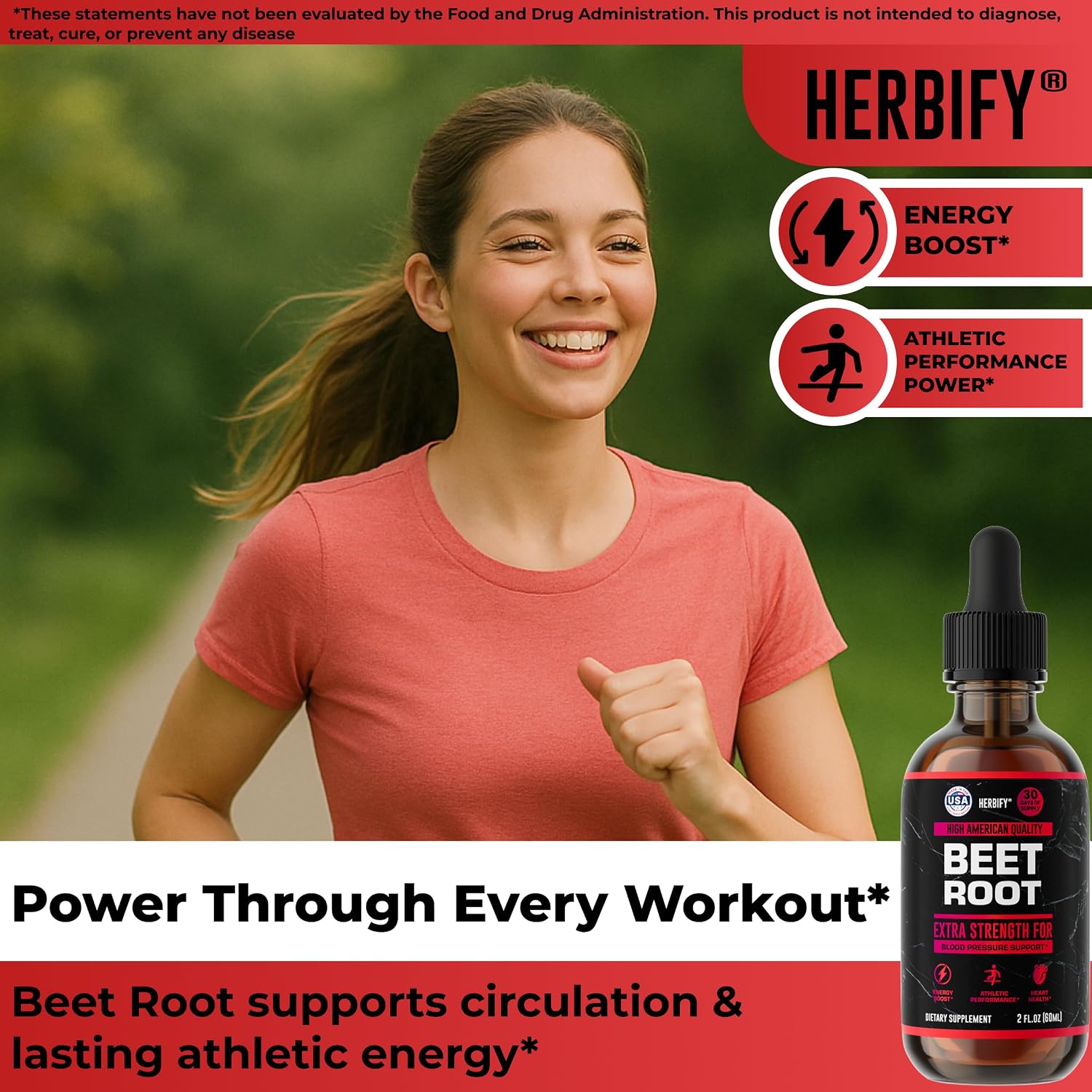 HERBIFY Beet Root Extract - Blood Pressure Supplement & Nitric Oxide Booster - Beetroot Supplement for Heart Health and Energy Booster for Men & Women (30 Days Supply) Made in USA 2 FL Oz - PrimeBioHealth - canada supplements