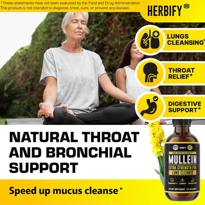 HERBIFY Bundle Lions Mane Capsules & Mullein Drops - Daily Supplement for Memory, Focus, Clarity & Powerful Lung Cleanse Support - PrimeBioHealth - canada supplements