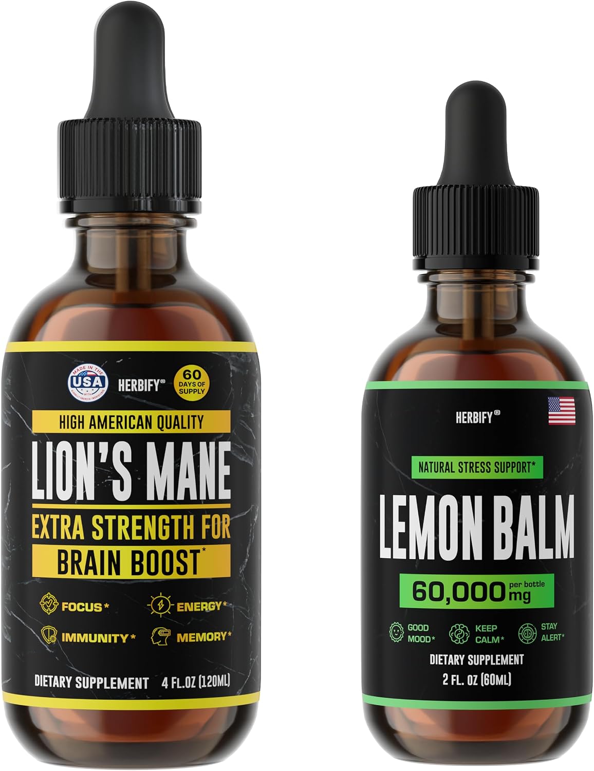 HERBIFY Bundle - Lions Mane Drops & Lemon Balm - Brain and Immune Support - PrimeBioHealth - canada supplements
