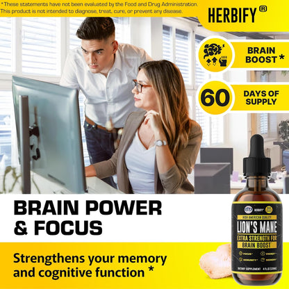 HERBIFY Bundle - Lions Mane & Mullein 4 Fl Oz Drops - Supplement for Memory, Focus & Clarity & Immune Support, Lung Cleanse and Bronchial Support - PrimeBioHealth - canada supplements