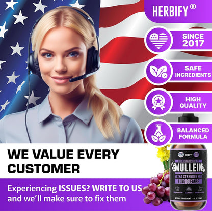 HERBIFY Bundle - Lions Mane & Mullein Grape 4 Fl Oz Drops - Supplement for Memory, Focus & Clarity & Immune Support, Lung Cleanse and Bronchial Support - PrimeBioHealth - canada supplements