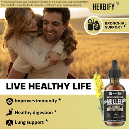HERBIFY Bundle - Lions Mane & Mullein Vanilla 4 Fl Oz Drops - Supplement for Memory, Focus & Clarity & Immune Support, Lung Cleanse and Bronchial Support - PrimeBioHealth - canada supplements