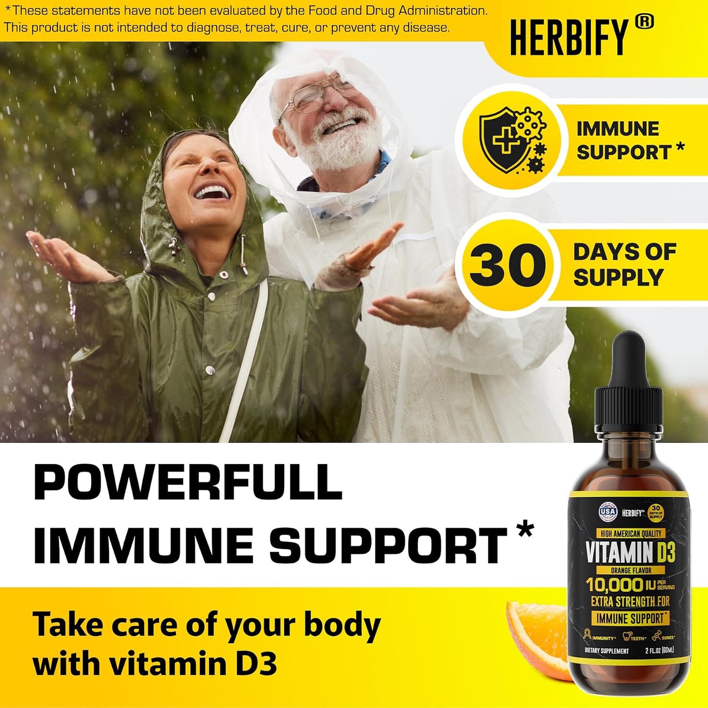 HERBIFY Bundle - Lions Mane & Vitamin D3 2 Fl Oz Drops - Supplement for Memory, Focus & Clarity & Immune Support, Bone Strength and Teeth Support Supplement - PrimeBioHealth - canada supplements