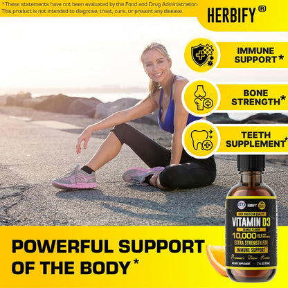 HERBIFY Bundle - Lions Mane & Vitamin D3 2 Fl Oz Drops - Supplement for Memory, Focus & Clarity & Immune Support, Bone Strength and Teeth Support Supplement - PrimeBioHealth - canada supplements