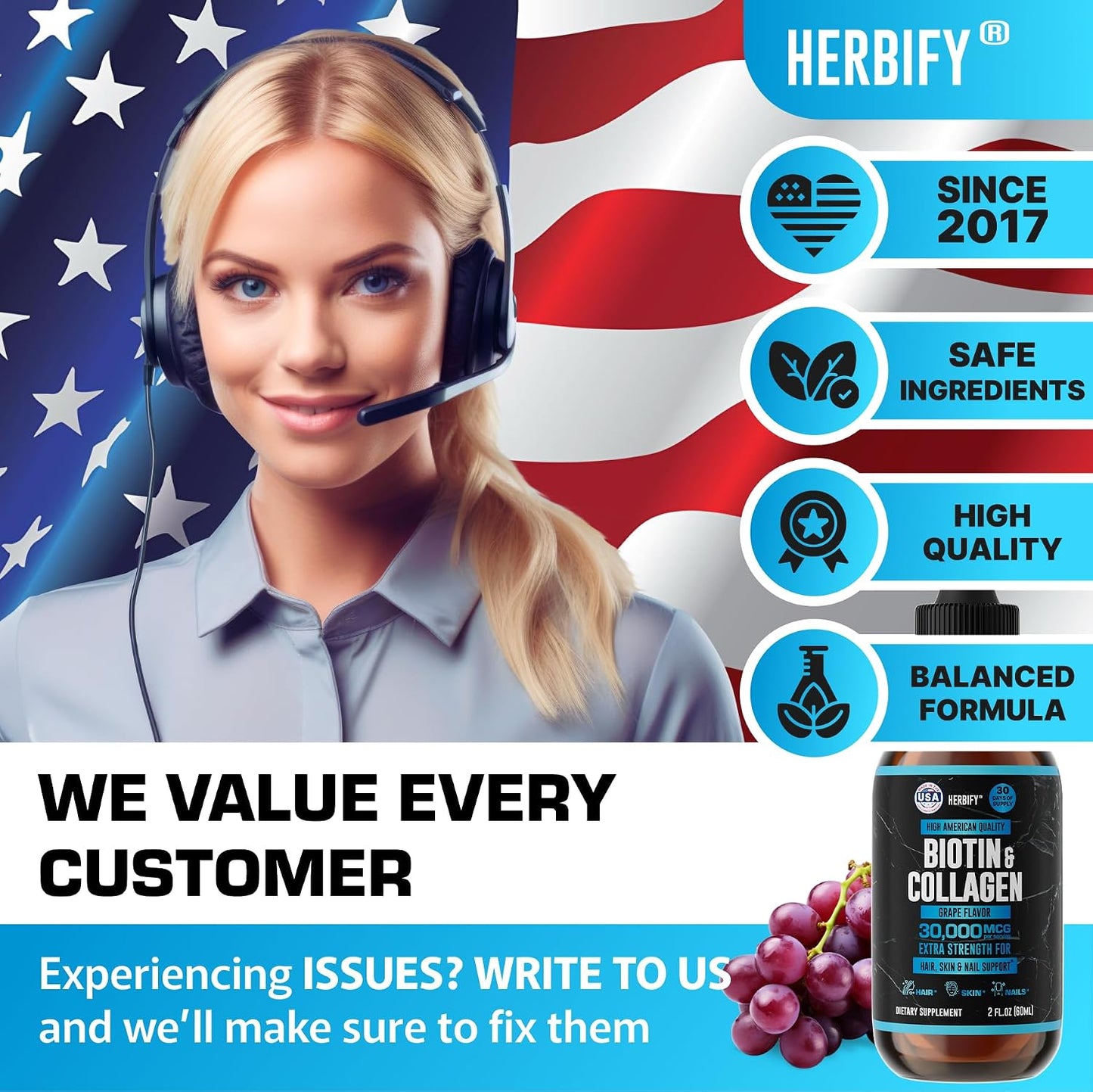 HERBIFY Bundle - Mullein Leaf Extract & Biotin and Collagen - Respiratory Support & Hair Skin and Nails Vitamins Support - PrimeBioHealth - canada supplements