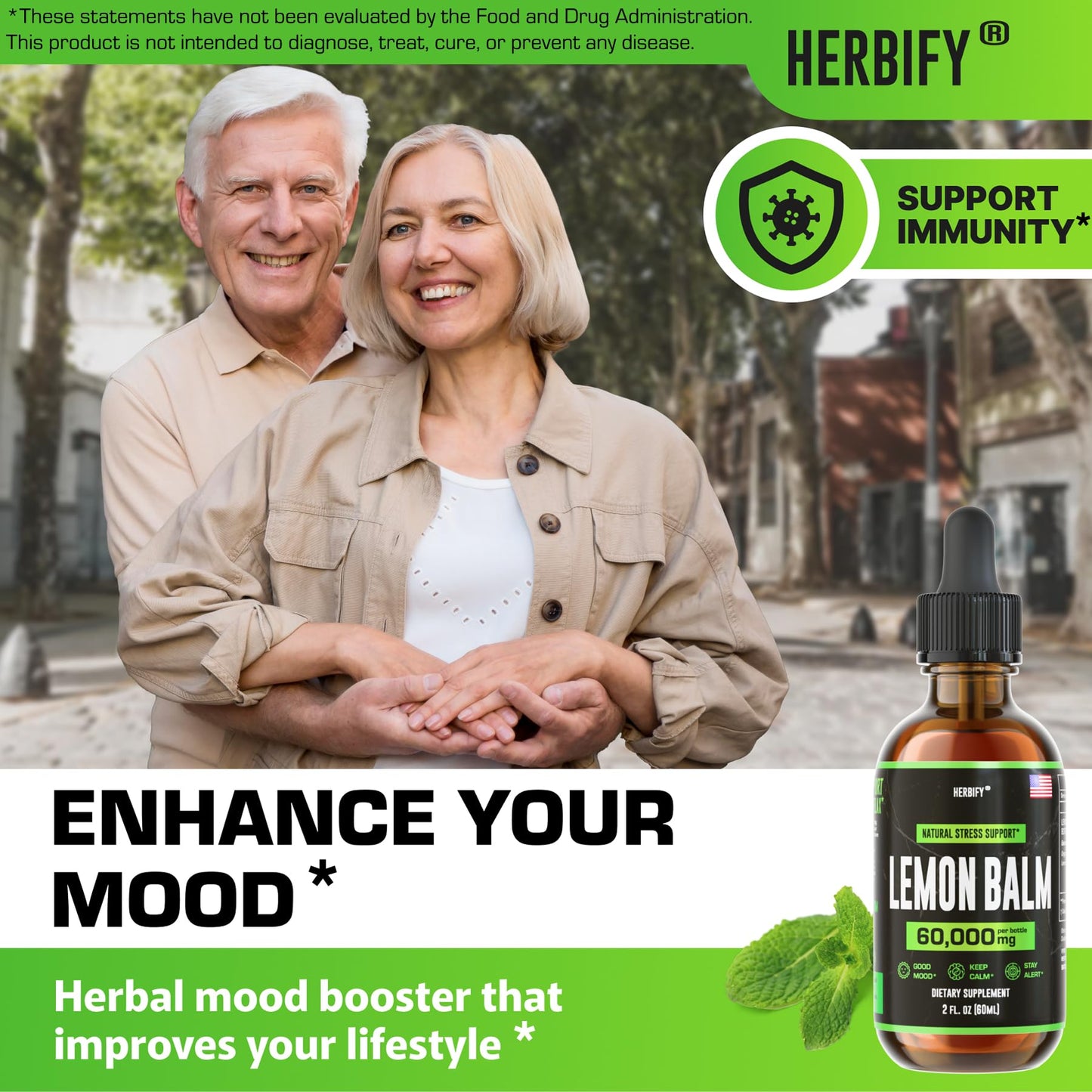 HERBIFY Lemon Balm Tincture - Melissa Officinalis Leaf Liquid Extract - Brain Support and Mood Boost - Lemon Balm Drops for Immune & Cognitive Support - 30 Days Supply - 2 Fl oz - PrimeBioHealth - canada supplements