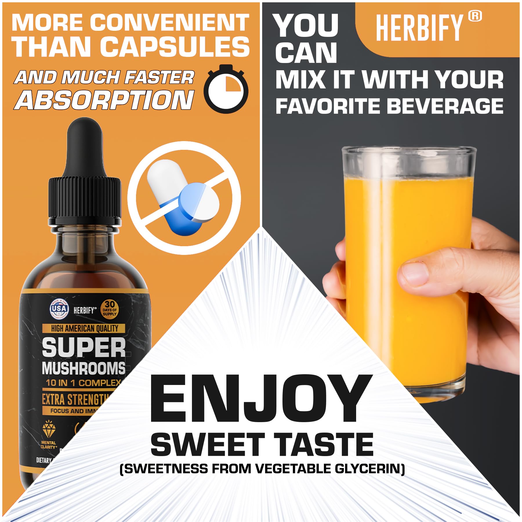 HERBIFY Lions Mane Supplement - Daily Mushroom Supplement for Memory, Focus & Clarity - Brain Booster - Lions Mane Tincture for Immune Support - 4 Fl oz - PrimeBioHealth - canada supplements