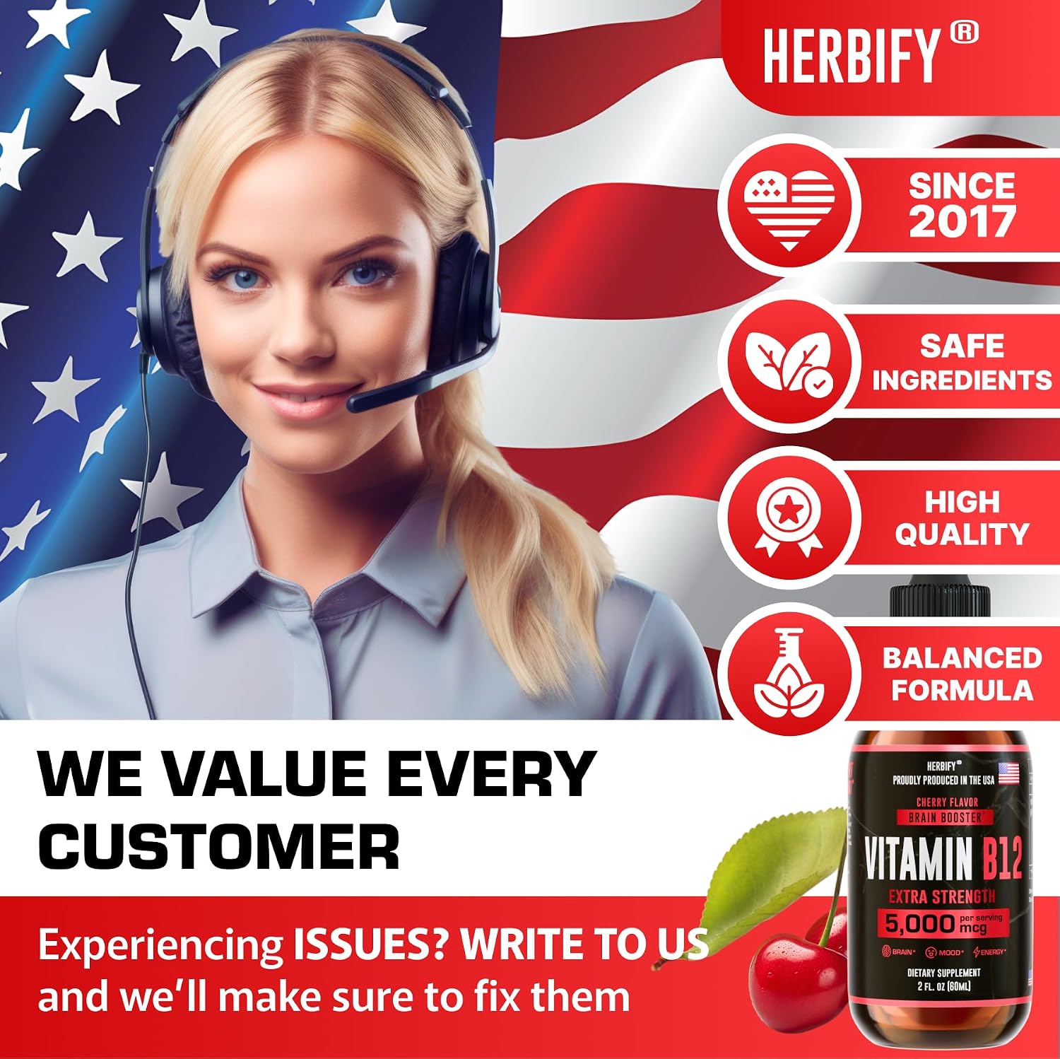 HERBIFY Vitamin B12 Methylated Multivitamin Energy Supplements for Women & Men - Liquid B12 Vitamins 5000 Mcg Methylcobalamin - Energy Support and Immune Health Liquid Vitamin - 30 Days Supply - 2 Oz - PrimeBioHealth - canada supplements