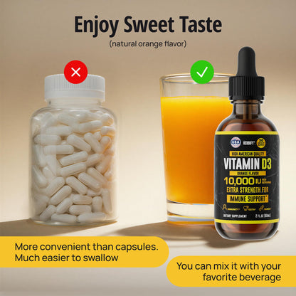 HERBIFY Vitamin D3 10000 IU - Made in USA Liquid Vitamin D Drops - Bone Strength and Immune Support Supplement - Sunshine Replacement - D3 Vitamin Bone and Teeth Supplement - 30 Days Supply - 2 Oz - PrimeBioHealth - canada supplements