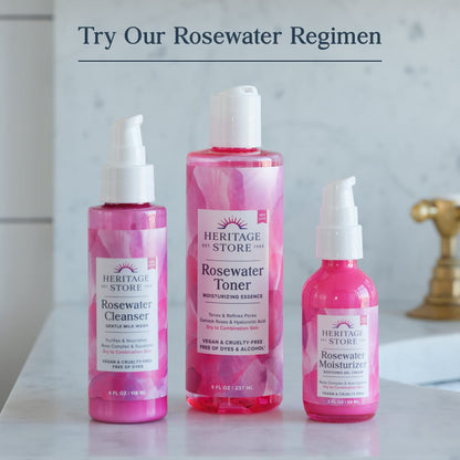 Heritage Store Rosewater Facial Toner with Hyaluronic Acid, Dry to Combination Skin Care, Hydrating Toner Refines Pores & Minimizes the Appearance of Fine Lines & Wrinkles, Alcohol Freeǂ, Vegan, 8oz - PrimeBioHealth - canada supplements