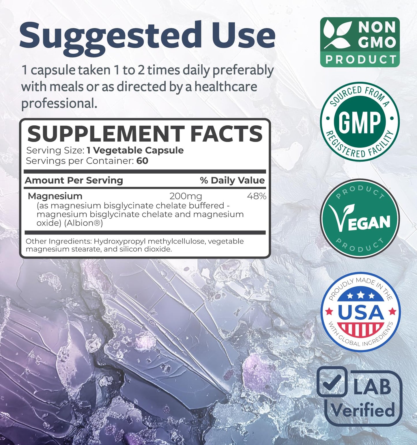 High Absorption Magnesium Bisglycinate Capsules - Clinically Validated Buffered and Chelated Magnesium Supplement - 1 Daily Vegan Capsule with Lab Verified Gentle 200mg Serving (4 Month Supply) - PrimeBioHealth - canada supplements