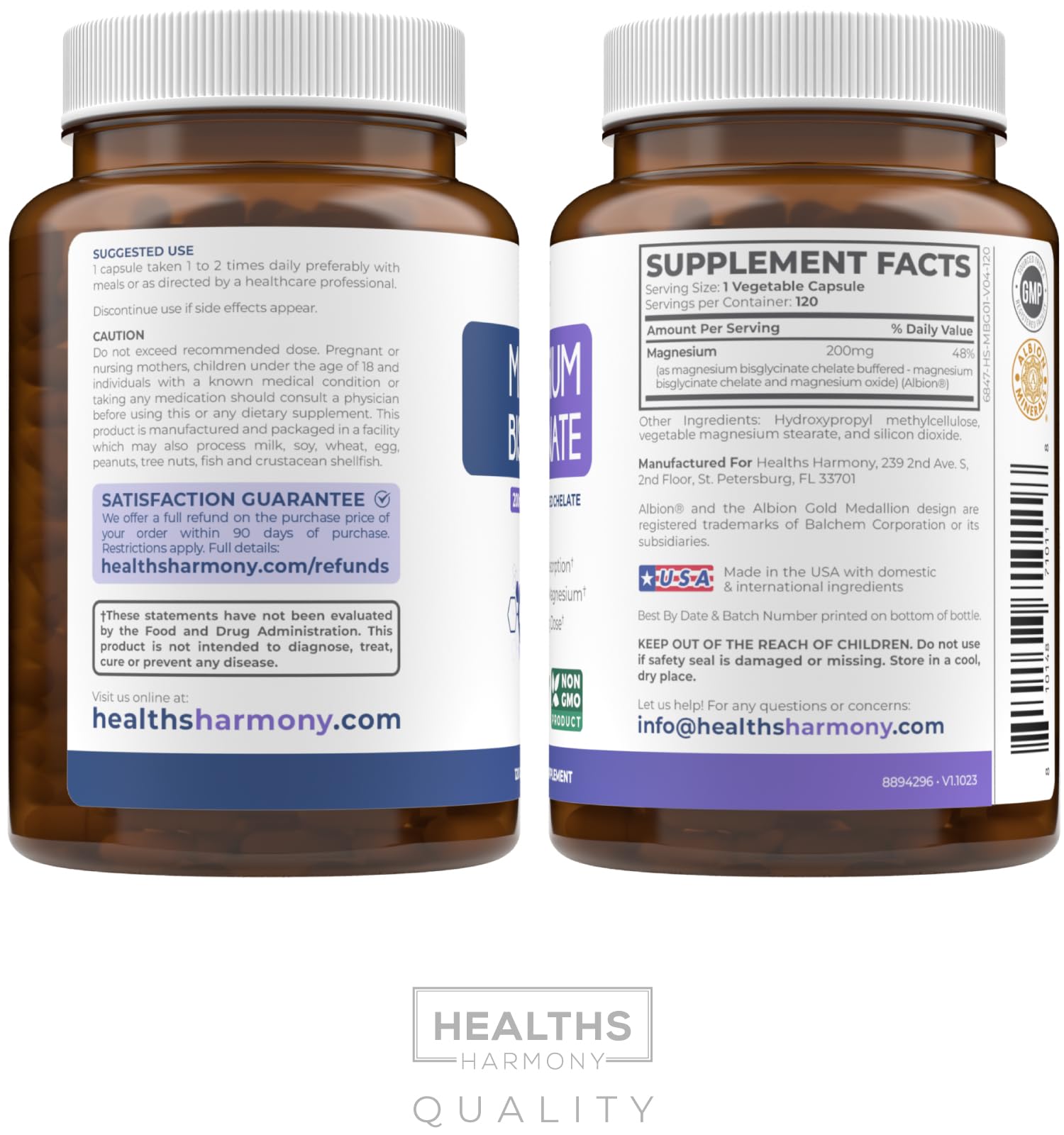 High Absorption Magnesium Bisglycinate Capsules - Clinically Validated Buffered and Chelated Magnesium Supplement - 1 Daily Vegan Capsule with Lab Verified Gentle 200mg Serving (4 Month Supply) - PrimeBioHealth - canada supplements