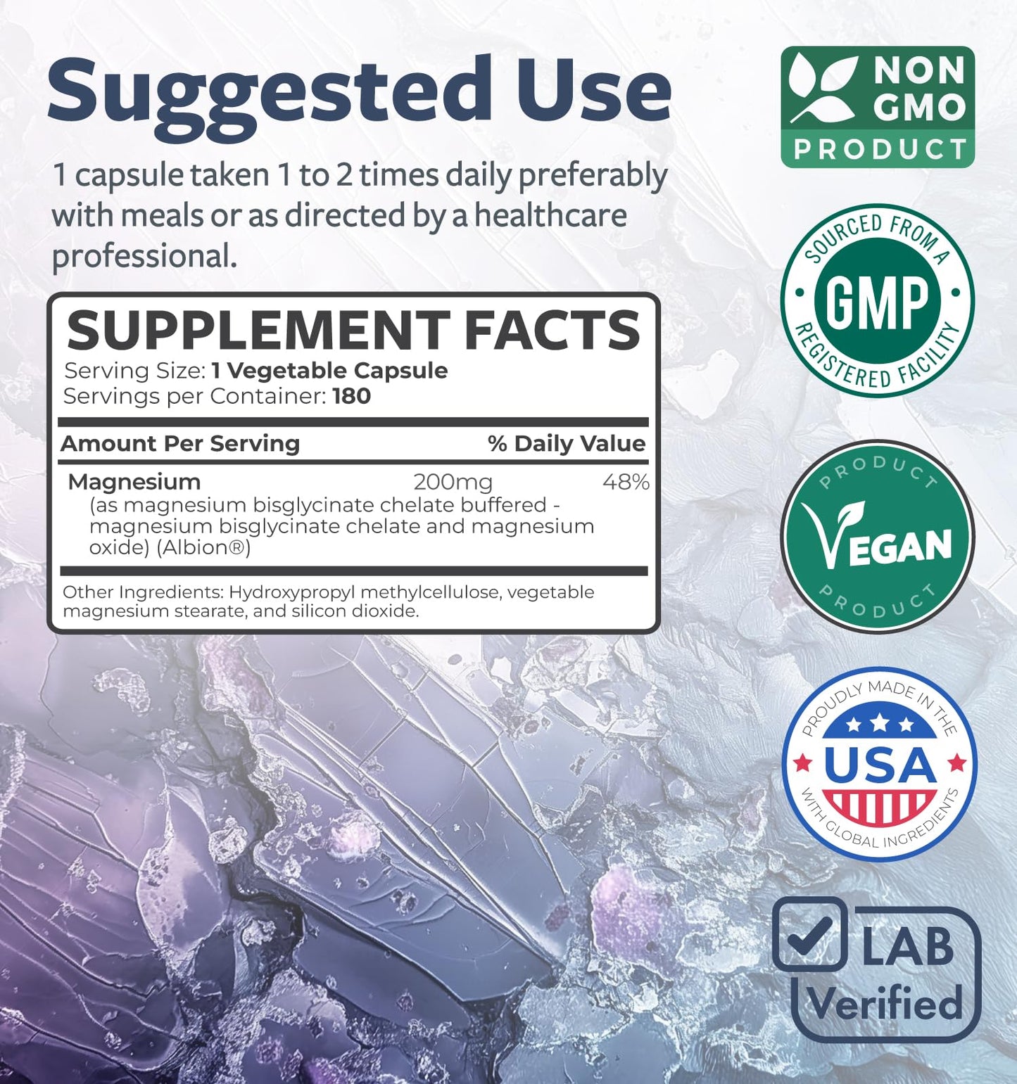 High Absorption Magnesium Bisglycinate Capsules - Clinically Validated Buffered and Chelated Magnesium Supplement - 1 Daily Vegan Capsule with Lab Verified Gentle 200mg Serving (4 Month Supply) - PrimeBioHealth - canada supplements