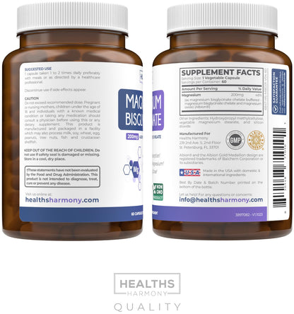 High Absorption Magnesium Bisglycinate Capsules - Clinically Validated Buffered and Chelated Magnesium Supplement - 1 Daily Vegan Capsule with Lab Verified Gentle 200mg Serving (4 Month Supply) - PrimeBioHealth - canada supplements