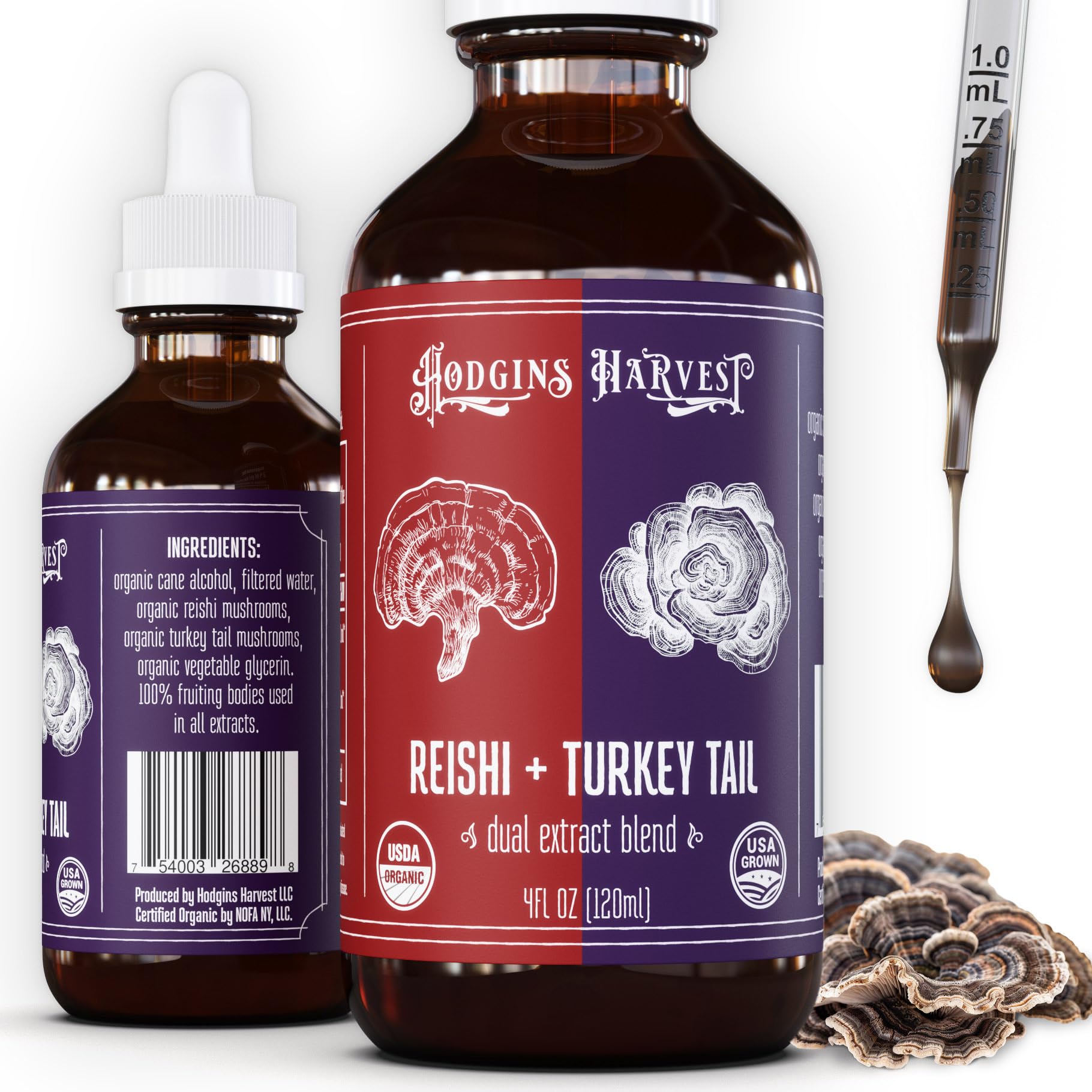 Hodgins Harvest Organic Lion's Mane Fruiting Body Extract Tincture - Mushroom Supplement for Brain Health and Mental Focus - Dual Extract Formula - Extra Concentrated - 4 fl oz Bottle - PrimeBioHealth - canada supplements
