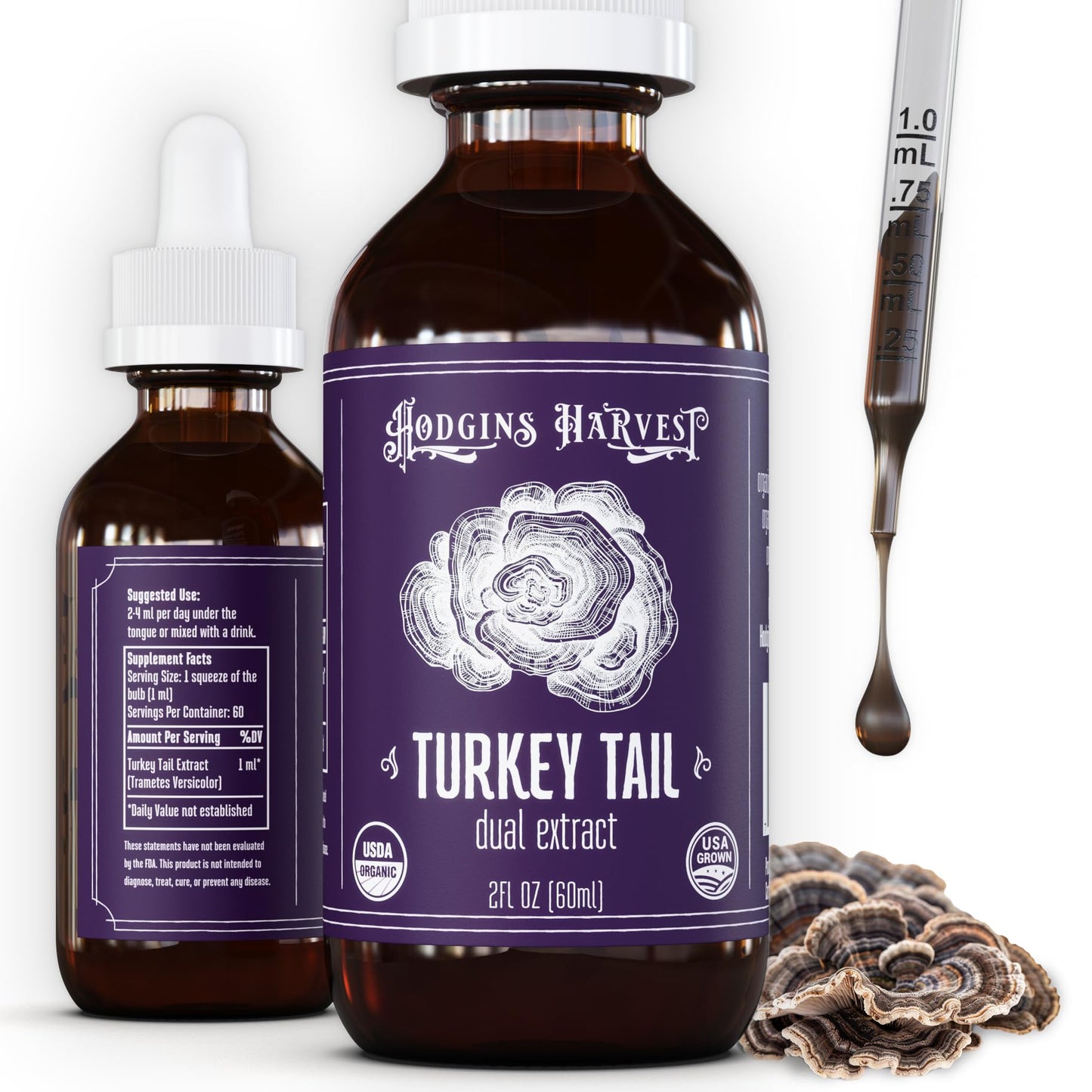 Hodgins Harvest Organic Lion's Mane Fruiting Body Extract Tincture - Mushroom Supplement for Brain Health and Mental Focus - Dual Extract Formula - Extra Concentrated - 4 fl oz Bottle - PrimeBioHealth - canada supplements