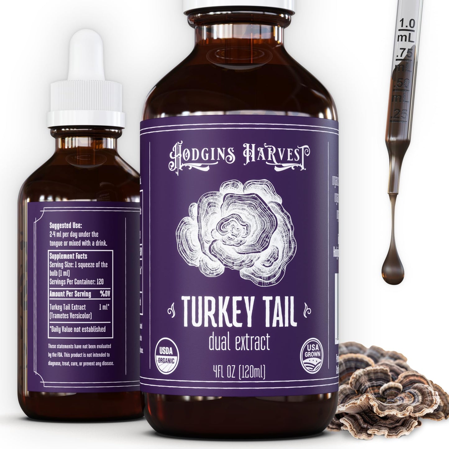 Hodgins Harvest Organic Lion's Mane Fruiting Body Extract Tincture - Mushroom Supplement for Brain Health and Mental Focus - Dual Extract Formula - Extra Concentrated - 4 fl oz Bottle - PrimeBioHealth - canada supplements
