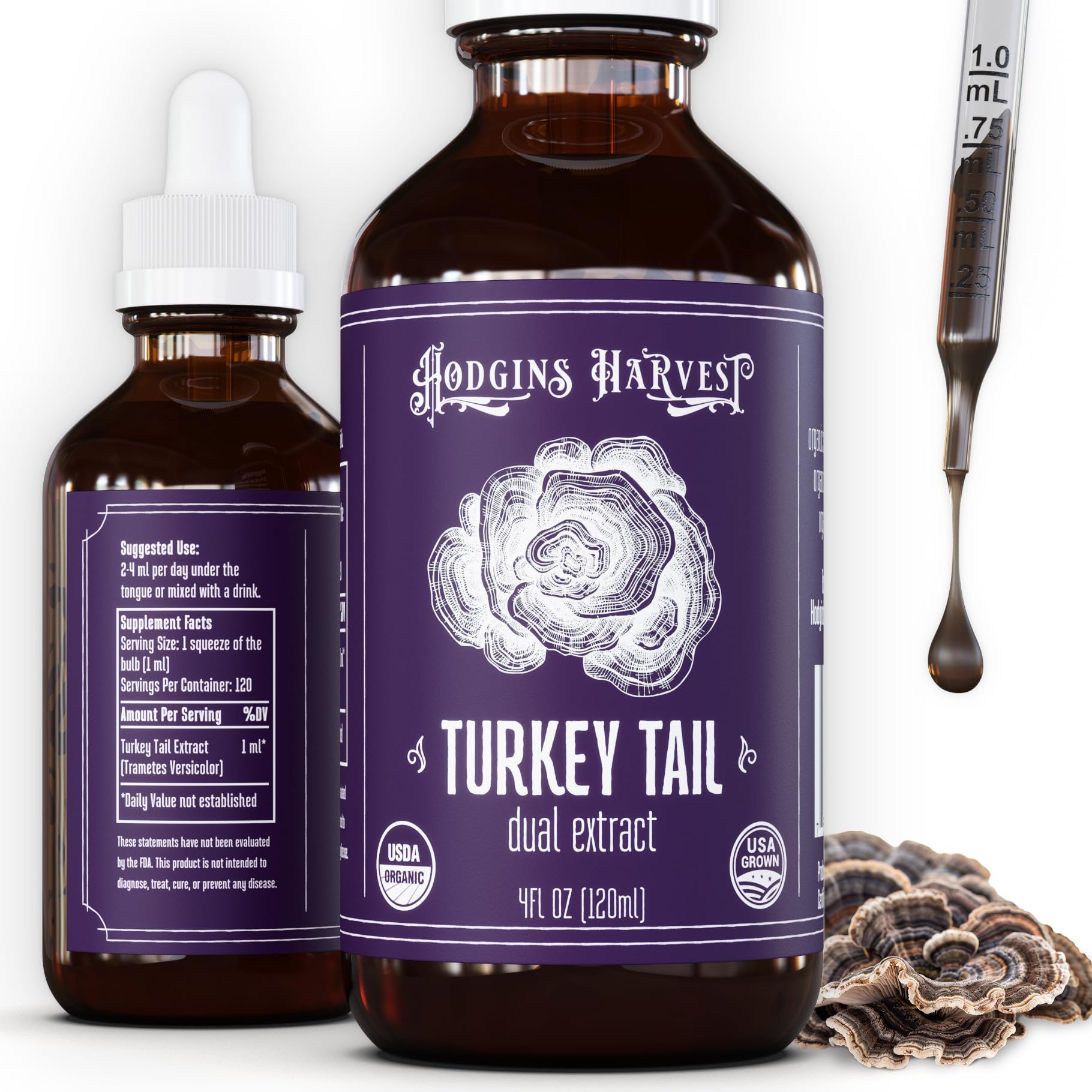 Hodgins Harvest Organic Lion's Mane Fruiting Body Extract Tincture - Mushroom Supplement for Brain Health and Mental Focus - Dual Extract Formula - Extra Concentrated - 4 fl oz Bottle - PrimeBioHealth - canada supplements