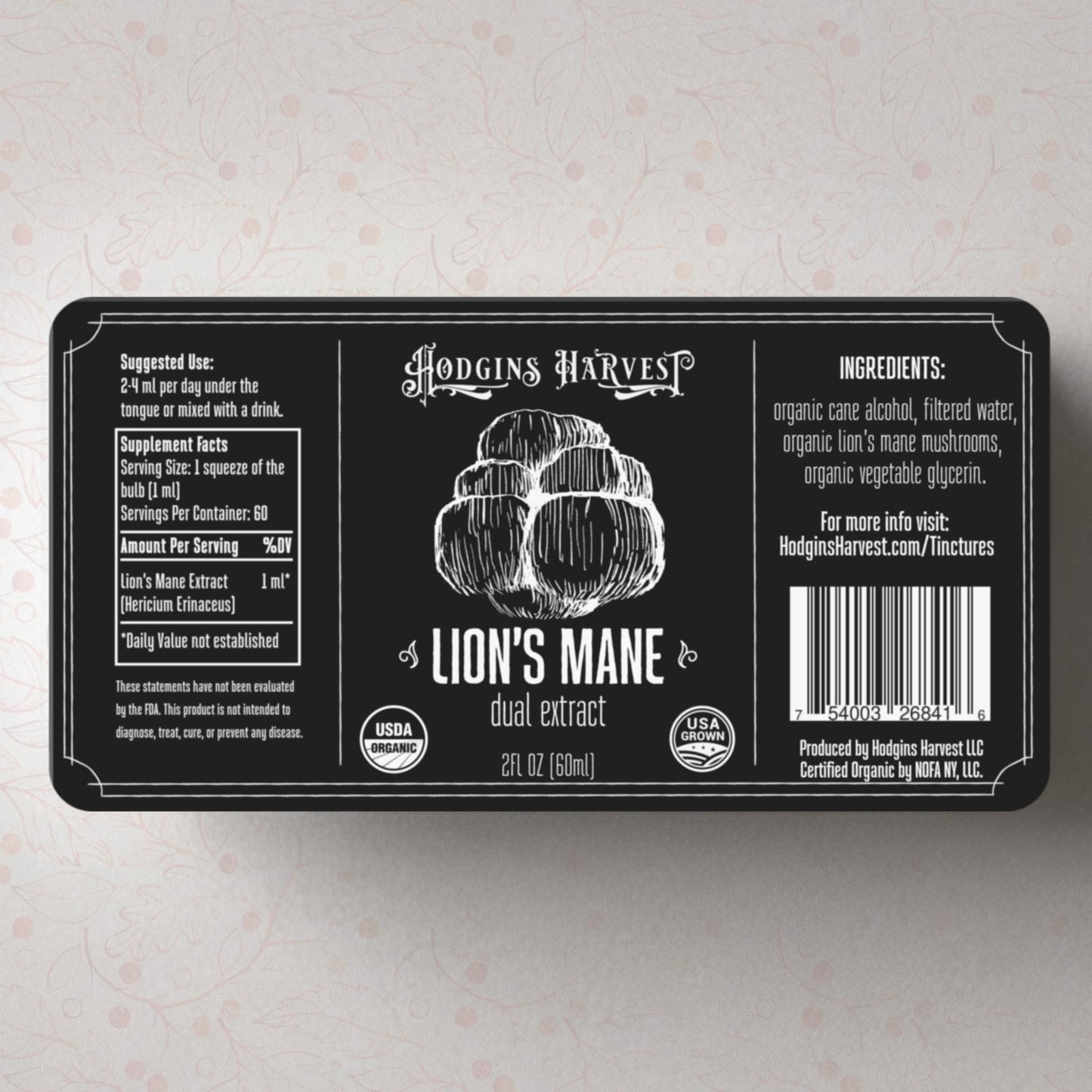 Hodgins Harvest Organic Lion's Mane Fruiting Body Extract Tincture - Mushroom Supplement for Brain Health and Mental Focus - Dual Extract Formula - Extra Concentrated - 4 fl oz Bottle - PrimeBioHealth - canada supplements