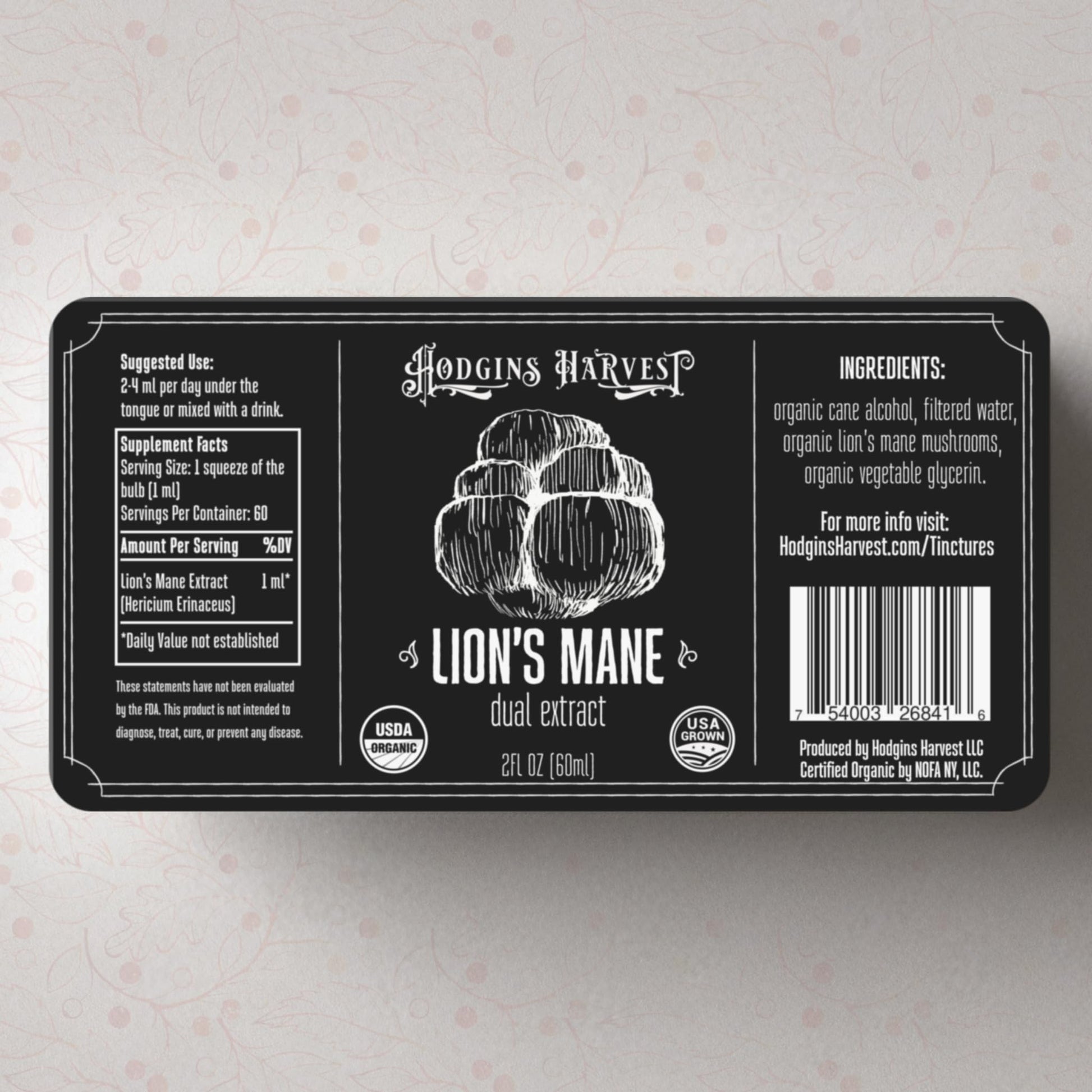 Hodgins Harvest Organic Lion's Mane Fruiting Body Extract Tincture - Mushroom Supplement for Brain Health and Mental Focus - Dual Extract Formula - Extra Concentrated - 4 fl oz Bottle - PrimeBioHealth - canada supplements