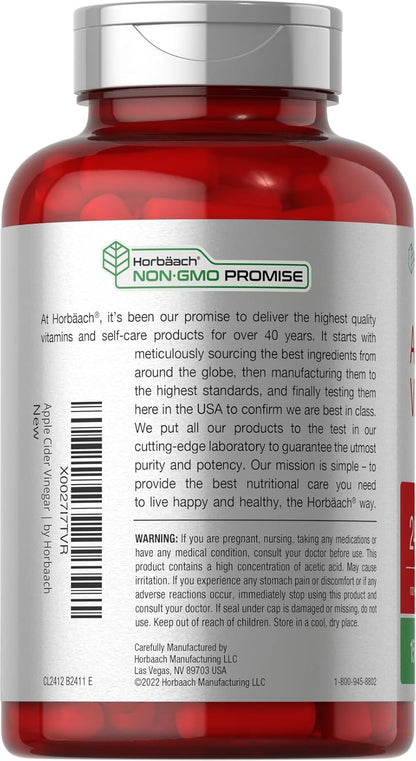Horbäach Apple Cider Vinegar Capsules | 2400mg | 150 Count | Non-GMO, Gluten Free Supplement - PrimeBioHealth - canada supplements
