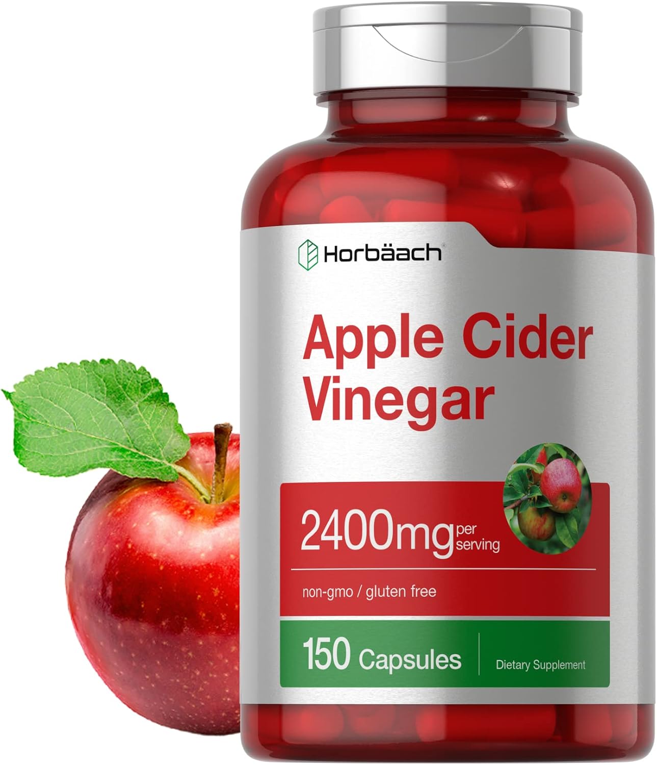 Horbäach Apple Cider Vinegar Capsules | 2400mg | 150 Count | Non-GMO, Gluten Free Supplement - PrimeBioHealth - canada supplements