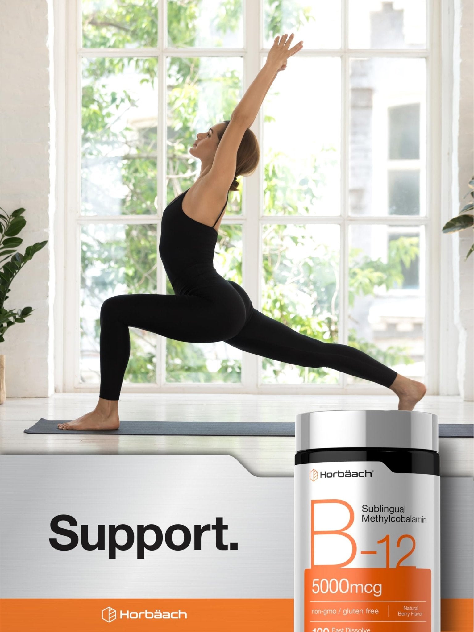 Horbäach B12 Vitamin 5000 mcg | 120 Fast Dissolve Tablets | Sublingual Methylcobalamin | Natural Berry Flavor | Vegan, Non-GMO & Gluten Free Supplement - PrimeBioHealth - canada supplements