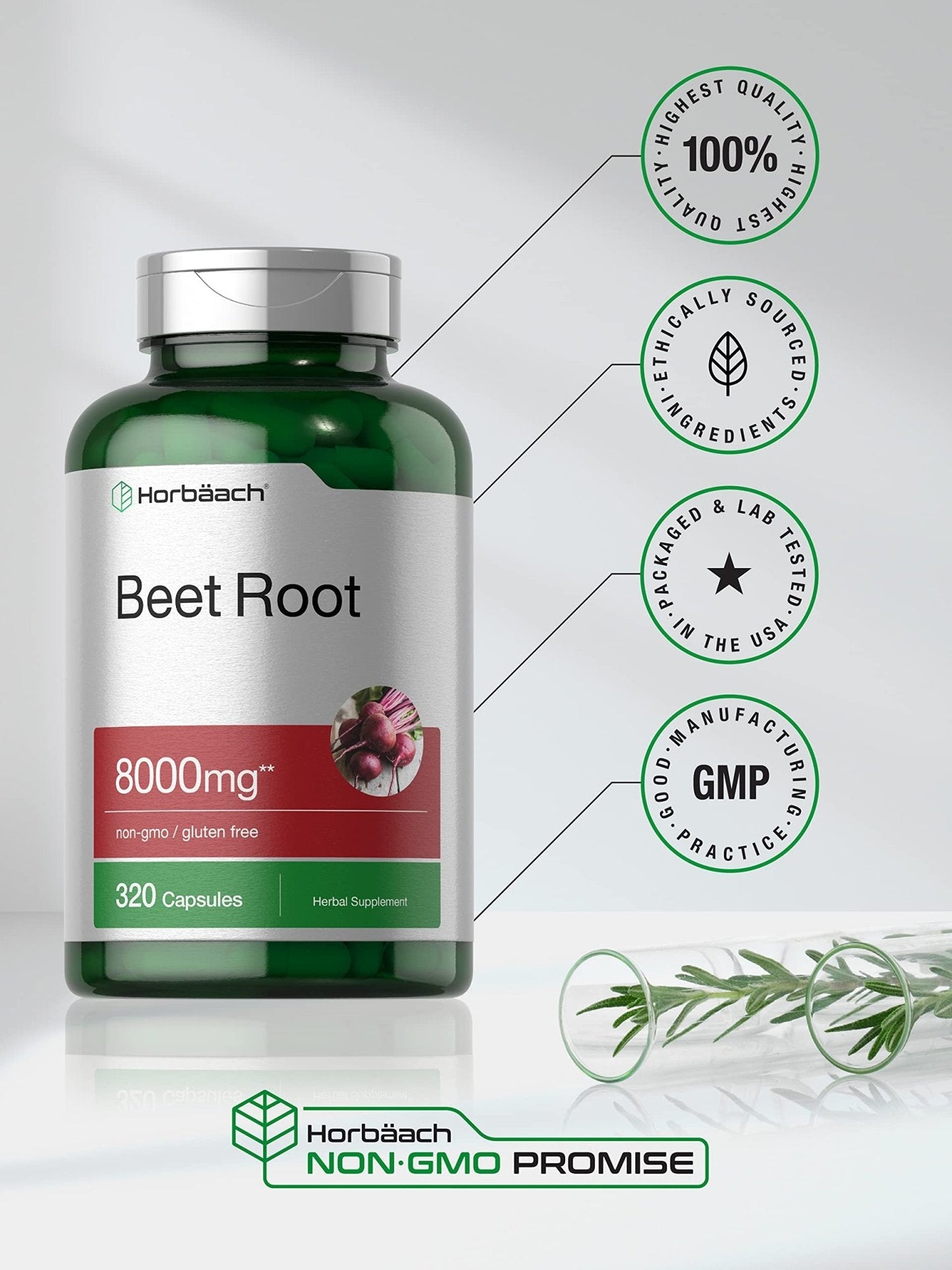 Horbäach Beet Root Powder Capsules | 320 Pills | Non-GMO, Gluten Free Formula | High Potency Herbal Extract Supplement - PrimeBioHealth - canada supplements