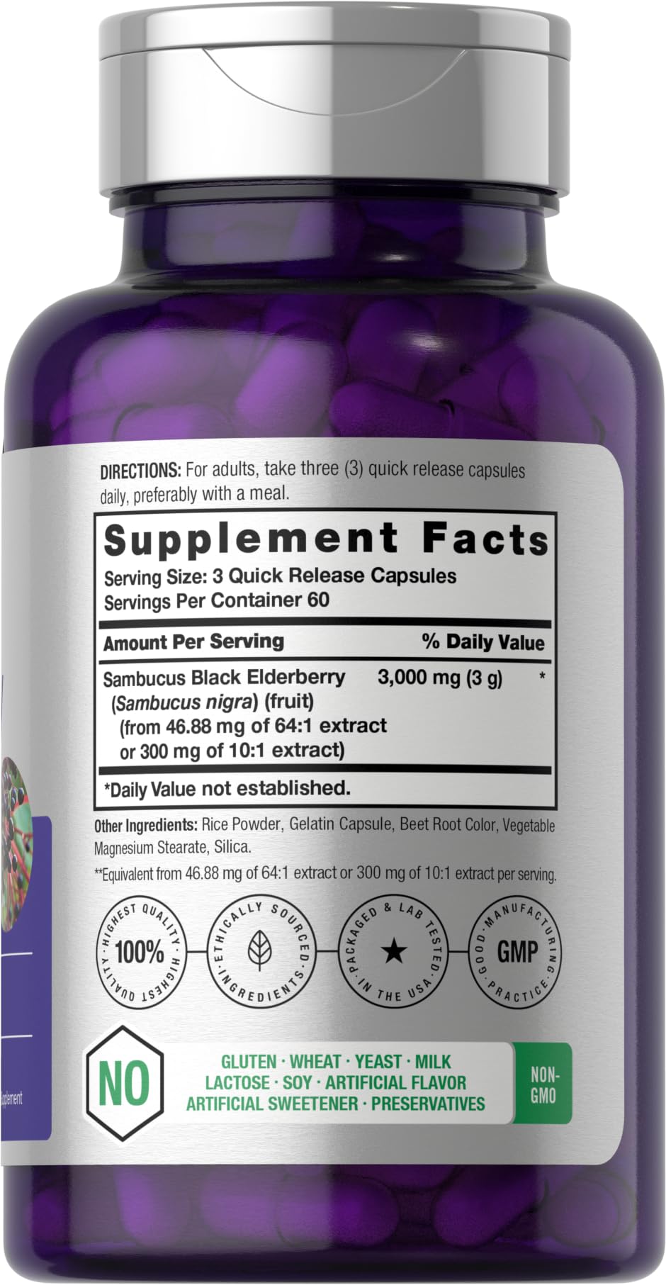 Horbäach Black Elderberry | 180 Count | Non-GMO, Gluten Free | Sambucus Extract Supplement - PrimeBioHealth - canada supplements