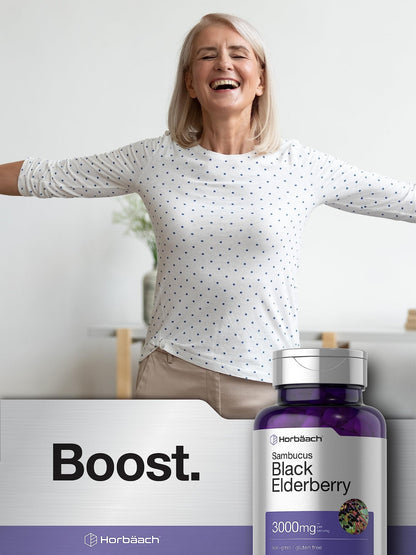 Horbäach Black Elderberry | 180 Count | Non-GMO, Gluten Free | Sambucus Extract Supplement - PrimeBioHealth - canada supplements