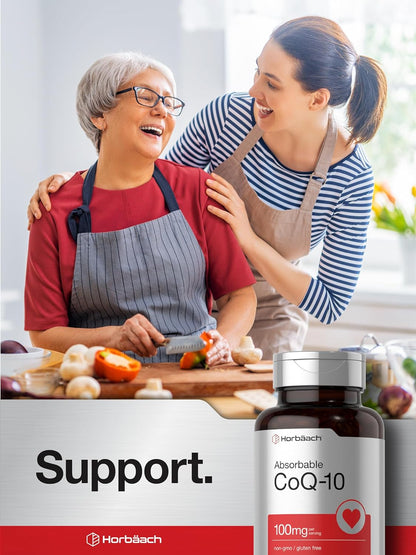 Horbäach CoQ10 100mg Softgels | 120 Count | Non-GMO and Gluten Free Supplement - PrimeBioHealth - canada supplements