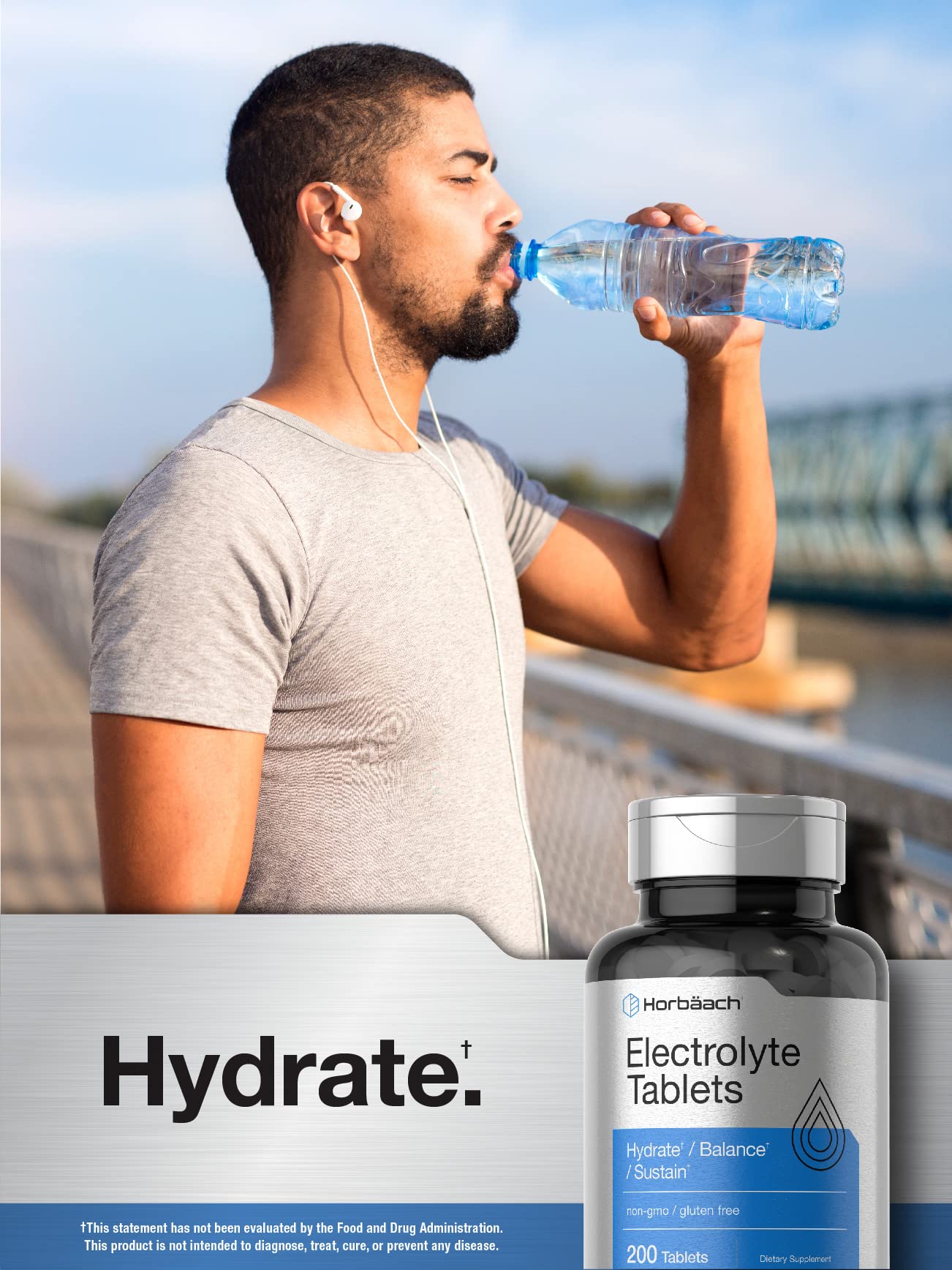 Horbäach Electrolyte Tablets | 200 Count | Helps Hydrate, Balance, & Sustain | with Calcium, Magnesium, Chloride, Sodium and Potassium | Vegetarian, Non-GMO & Gluten Free - PrimeBioHealth - canada supplements