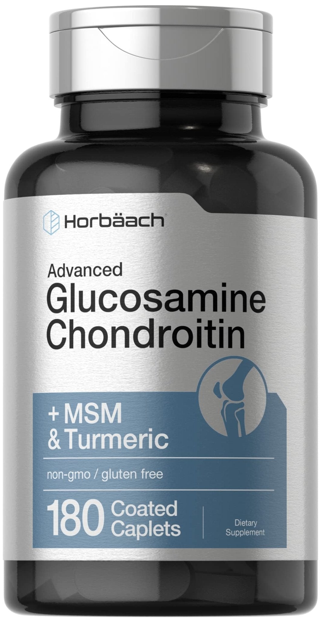 Horbäach Glucosamine Chondroitin | Plus MSM & Turmeric | 180 Coated Caplets | Non-GMO, Gluten Free Supplement - PrimeBioHealth - canada supplements