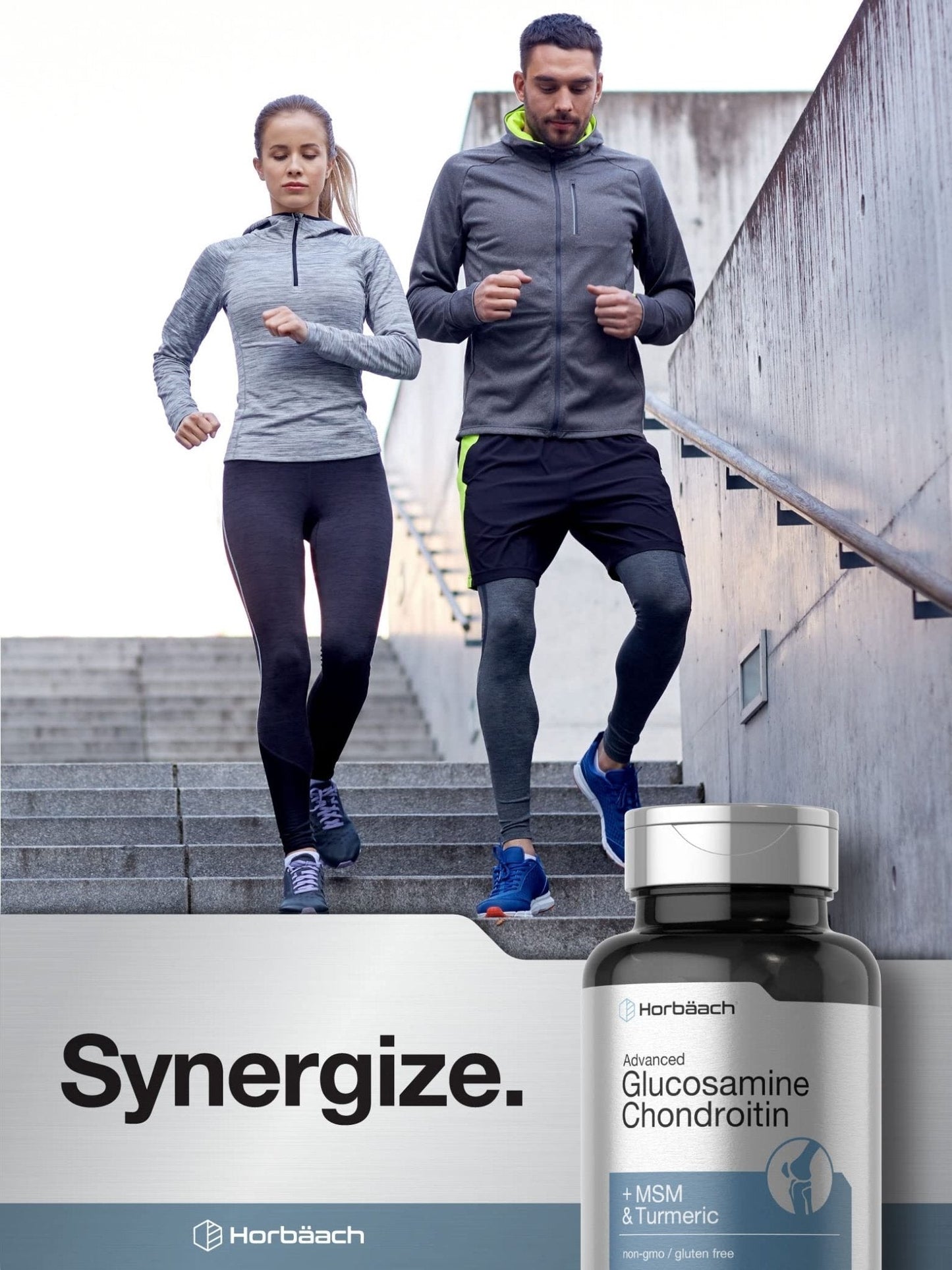 Horbäach Glucosamine Chondroitin | Plus MSM & Turmeric | 180 Coated Caplets | Non-GMO, Gluten Free Supplement - PrimeBioHealth - canada supplements
