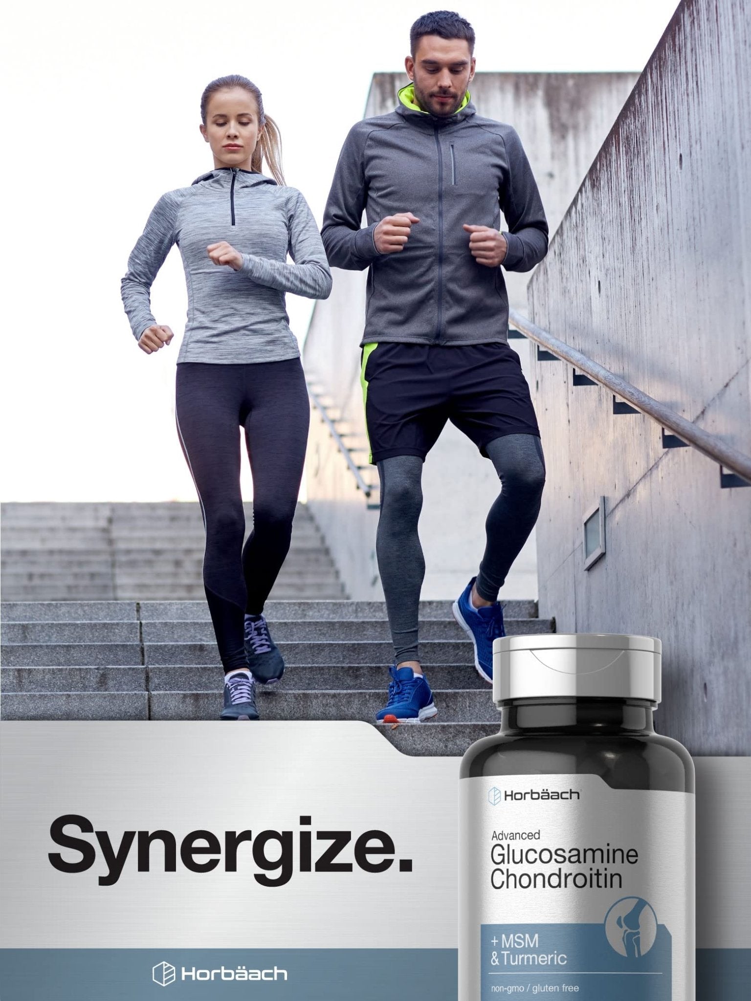 Horbäach Glucosamine Chondroitin | Plus MSM & Turmeric | 180 Coated Caplets | Non-GMO, Gluten Free Supplement - PrimeBioHealth - canada supplements