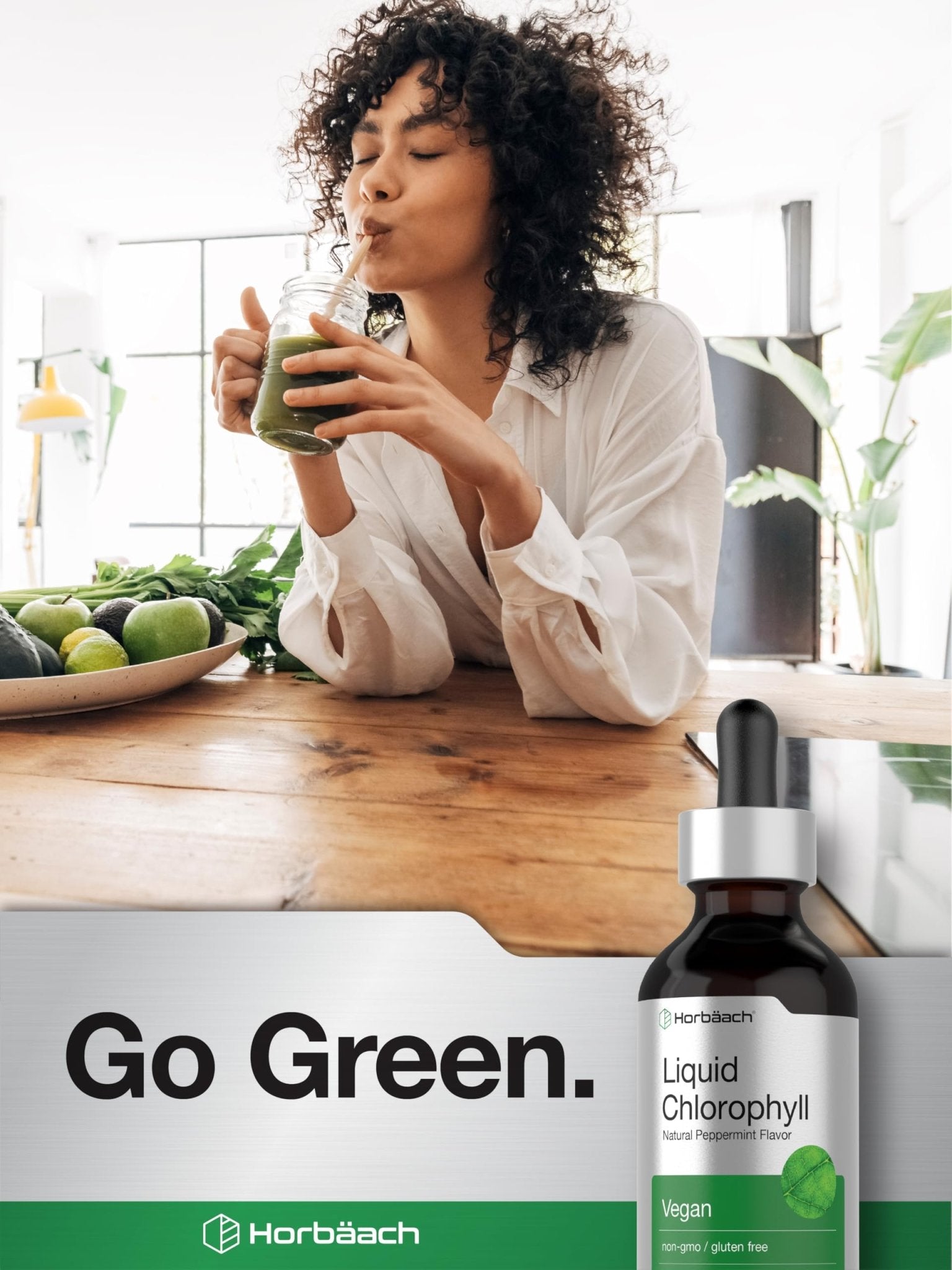 Horbäach Liquid Chlorophyll Drops | 2 oz | Vegan, Non-GMO, and Gluten Free Formula | Natural Peppermint Flavor - PrimeBioHealth - canada supplements