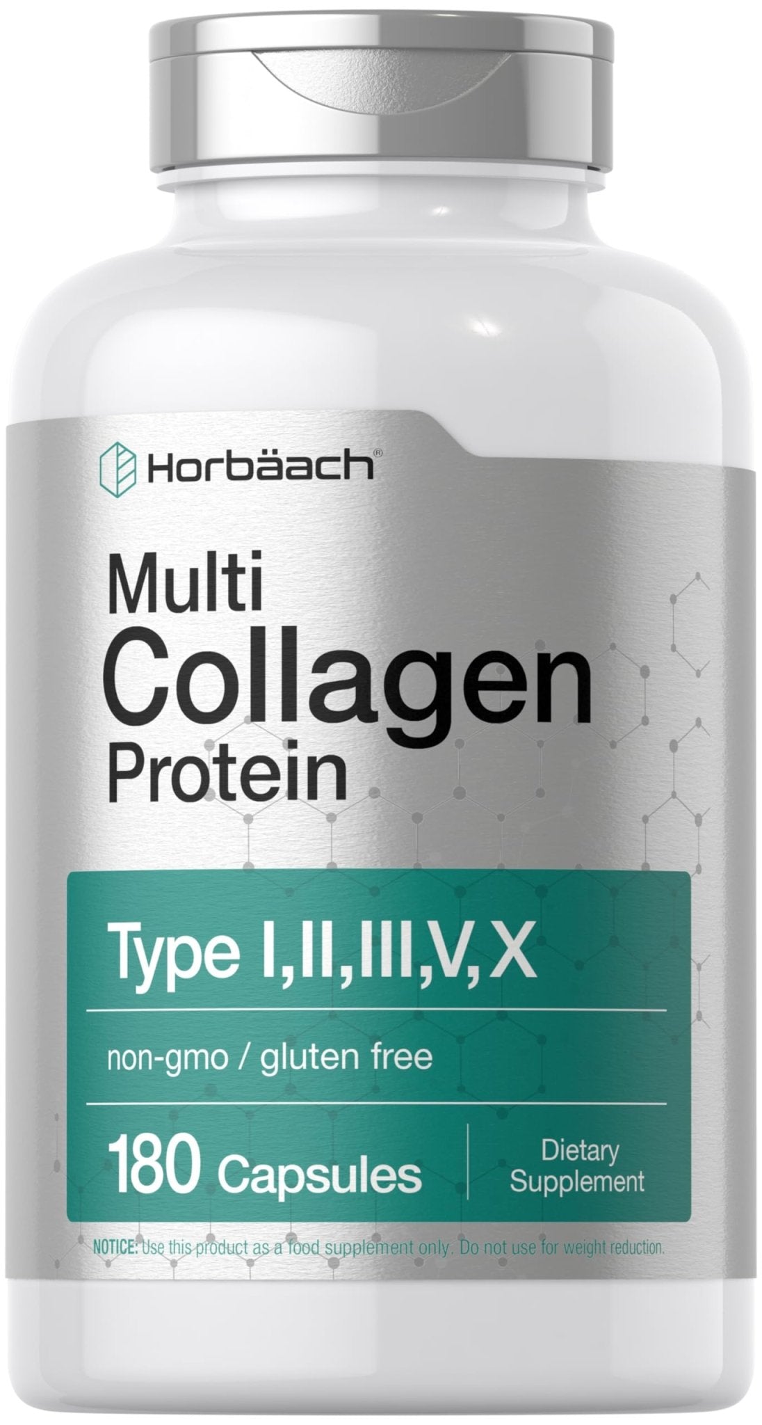 Horbäach Multi Collagen Protein 2000 mg | 180 Capsules | Hydrolyzed Collagen Type I, II, III, V, X | Keto & Paleo Friendly, Non-GMO, Gluten Free Supplement - PrimeBioHealth - canada supplements