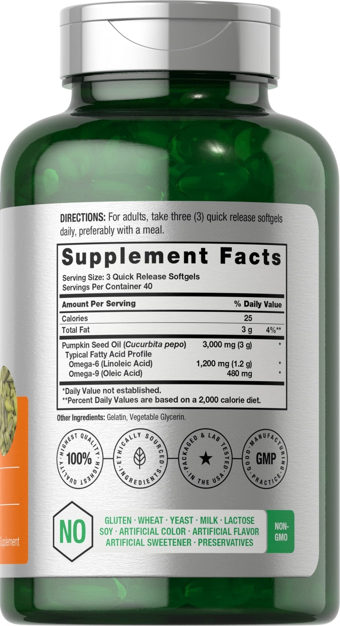 Horbäach Pumpkin Seed Oil | 3000mg | 120 Softgel Capsules | Cold Pressed Dietary Supplement | Non-GMO and Gluten Free Formula - PrimeBioHealth - canada supplements