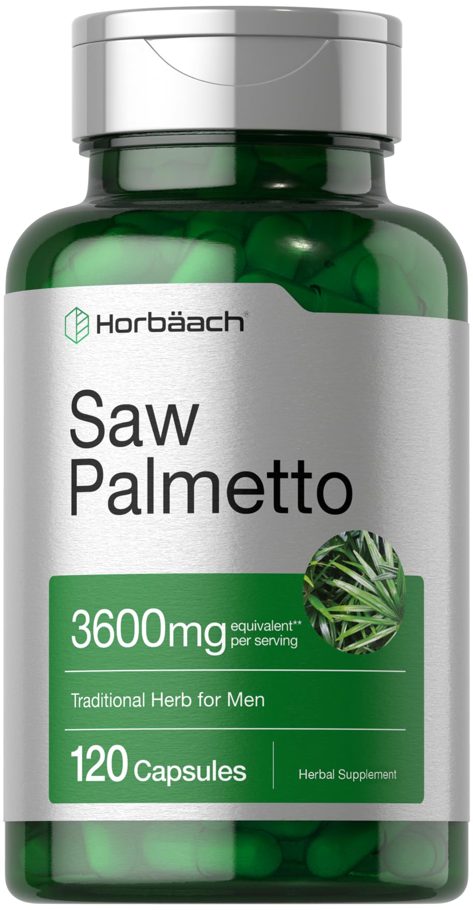 Horbäach Saw Palmetto Extract | 120 Capsules | Non-GMO and Gluten Free Formula | from Saw Palmetto Berries - PrimeBioHealth - canada supplements
