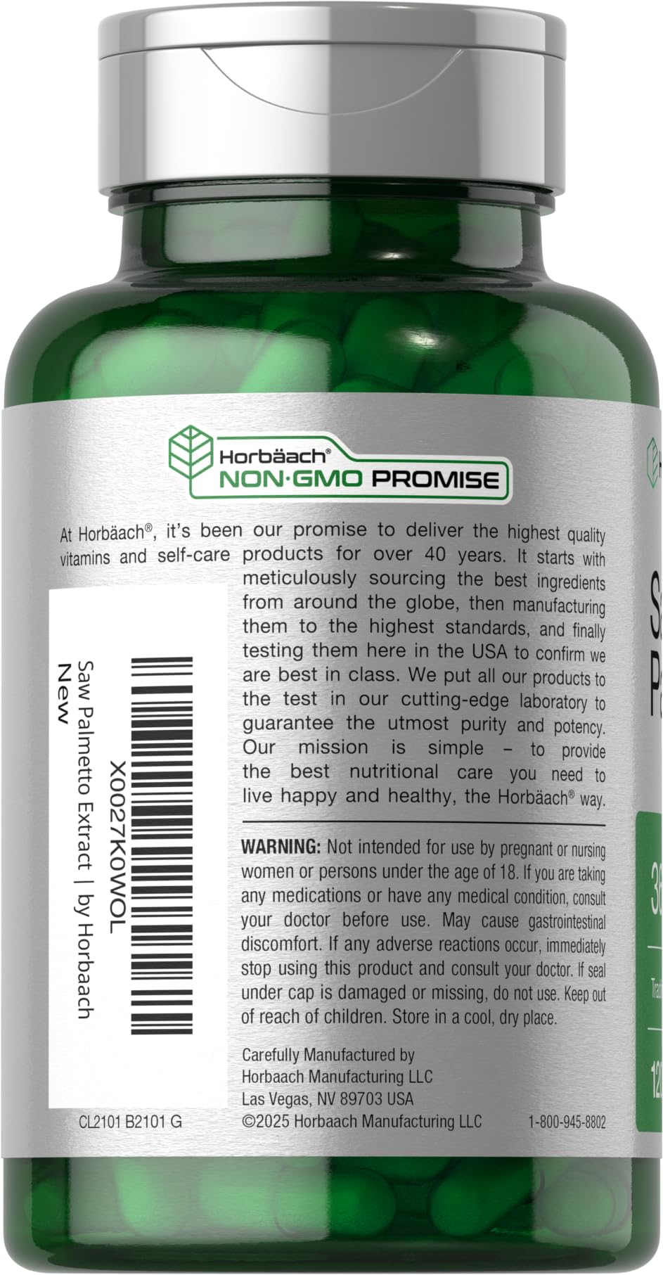 Horbäach Saw Palmetto Extract | 120 Capsules | Non-GMO and Gluten Free Formula | from Saw Palmetto Berries - PrimeBioHealth - canada supplements